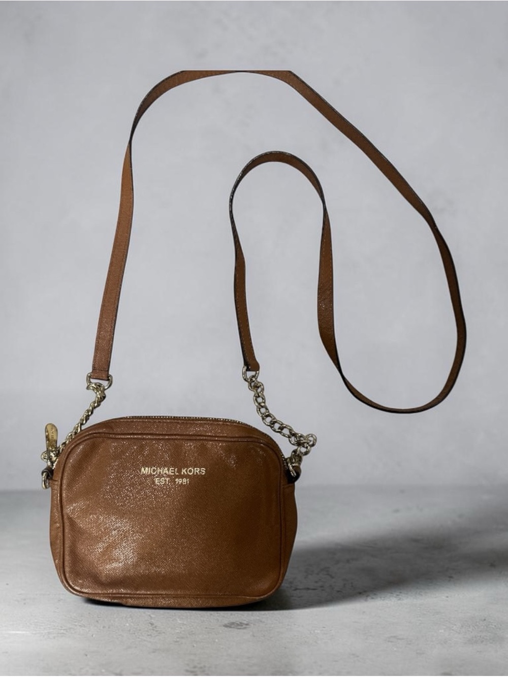 MICHAEL KORS Brown Leather Crossbody Bag